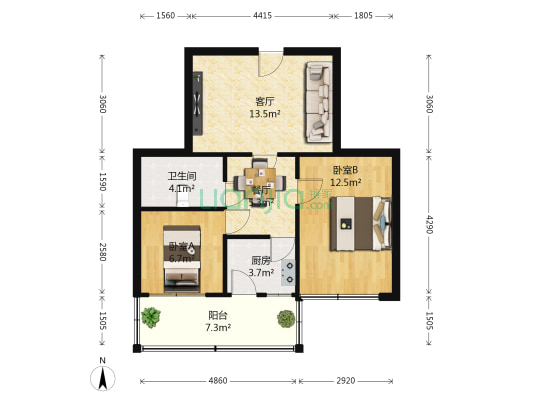 劳动人事家属楼 2室2厅1卫 70平方