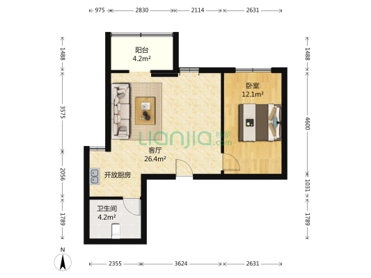 楚丰阁大楼 1室1厅1卫 68平方