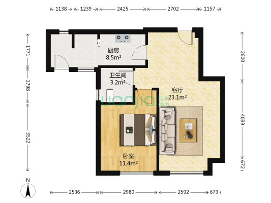 和润国际 1室1厅1卫 47平方