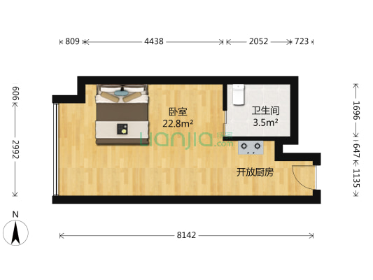 宝龙城市广场 1室0厅1卫 34平方