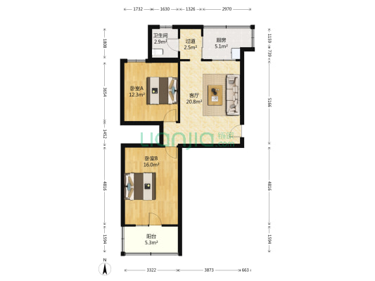 北新街86号(盐业宿舍) 2室1厅1卫 80平方