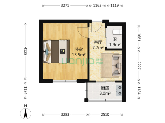 大医物业 1室1厅1卫 34平方