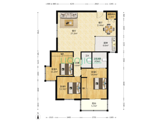 景丽大楼 3室2厅2卫 149平方