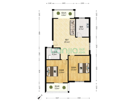 鑫安花园 2室1厅1卫 89平方