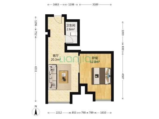 九街高屋 1室1厅1卫 49平方