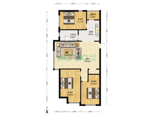 富騰天下城 3室1厅1卫 123平方