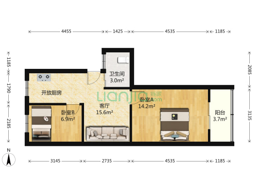 仁寿里 2室1厅1卫 56平方