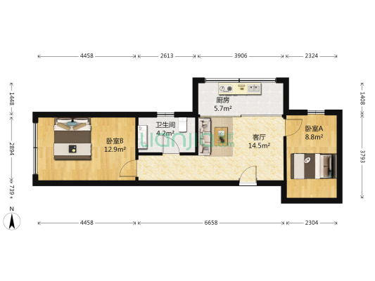 西城首府西区 2室1厅1卫 61平方