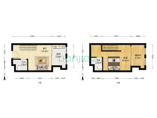 幸福时代四期 1室1厅2卫 46平方