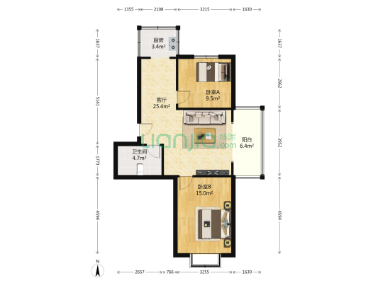 中国刑事警察学院家属区 2室1厅1卫 86平方