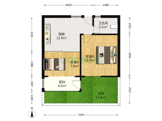 小木桥路101弄 2室0厅1卫 52平方