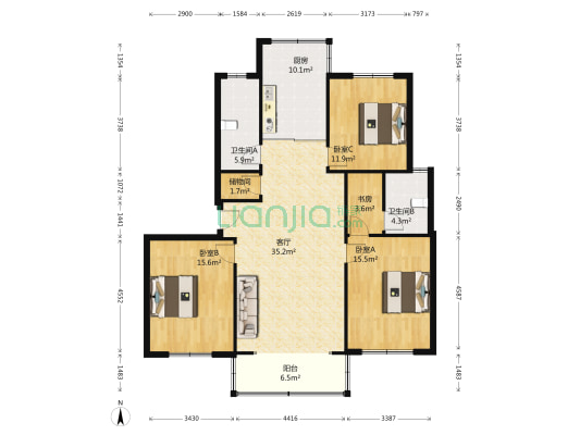 惠阳苑 4室1厅2卫 128平方