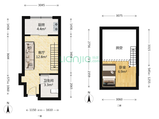 财源大厦 1室1厅1卫 34平方