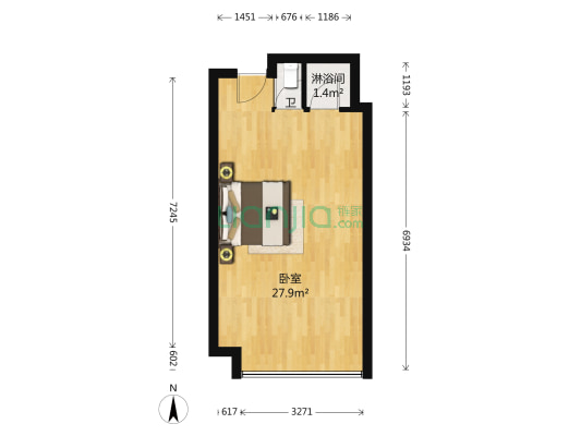 华润熙悦广场 1室0厅2卫 49平方