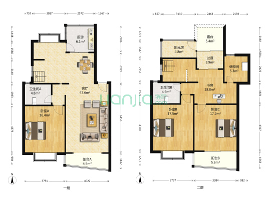 东方锦园 4室1厅2卫 144平方