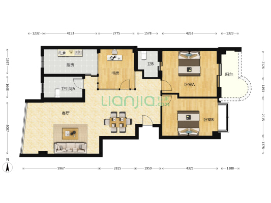 汉华公寓 3室1厅2卫 125平方