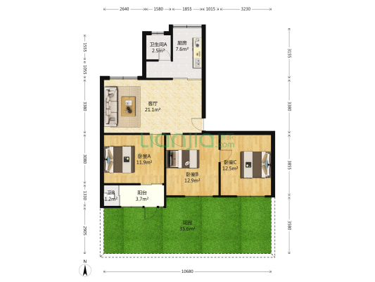 水工程生态研究所 3室1厅2卫 95平方