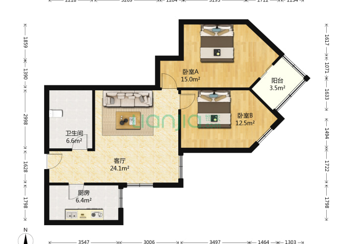 北京小區 海淀小區 知春路小區 太月園 太月園戶型圖 太月園2室1廳1衛