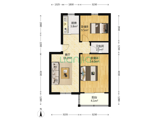 棉鞋营 2室1厅1卫 67平方