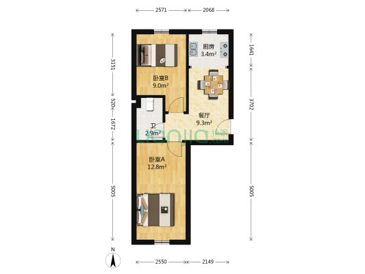 惠民佳苑 2室1厅1卫 54平方