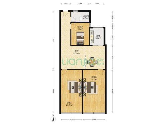 古平岗18号 3室1厅1卫 136平方