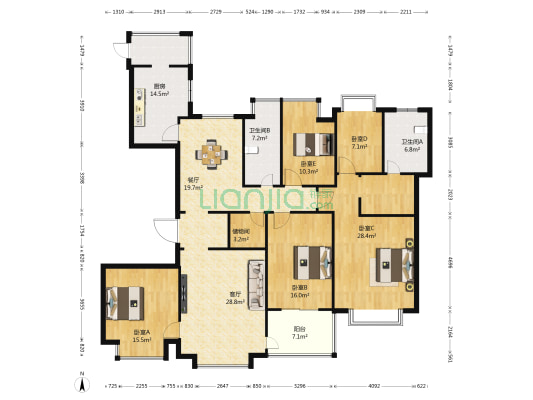 恒大华府 5室2厅2卫 200平方