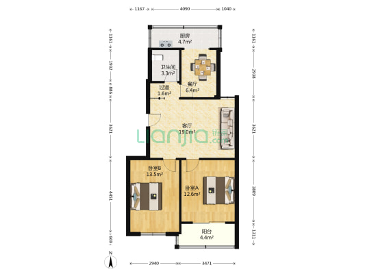 文雅小区 2室2厅1卫 84平方