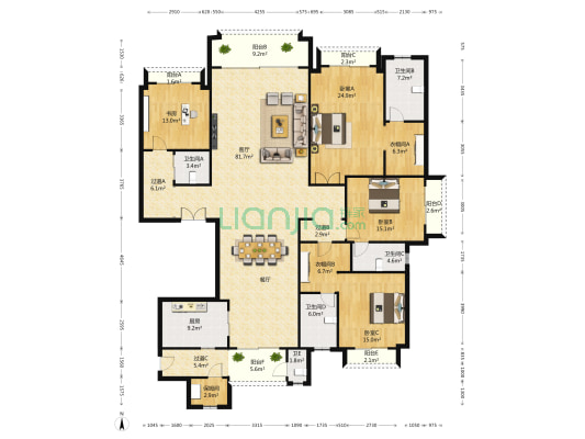 广州星河湾星河六号园 4室1厅5卫 275平方