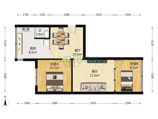 省府东街8号 2室2厅1卫 51平方
