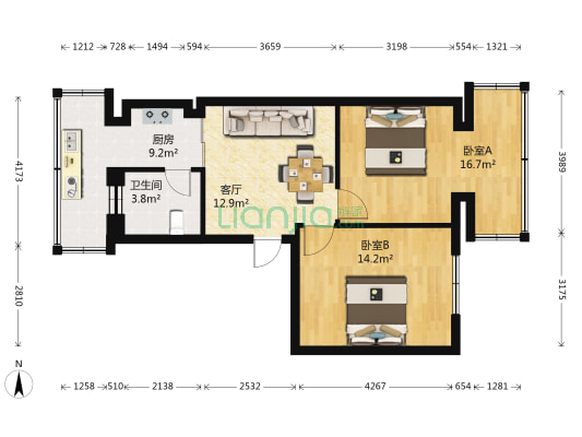 崇智路 2室1厅1卫 74平方