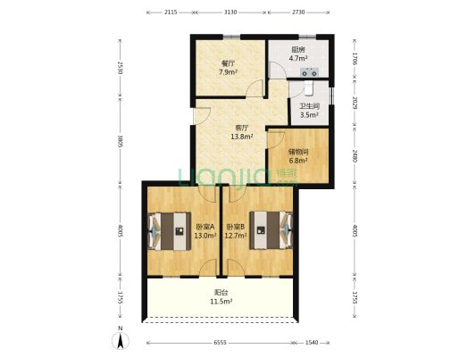 苏厝街 2室2厅1卫 86平方