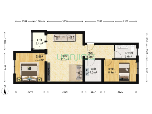 韩庄子东里 2室1厅1卫 71平方