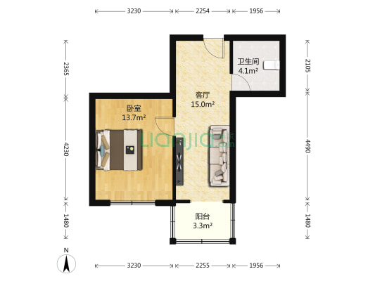 景园里 1室1厅1卫 43平方