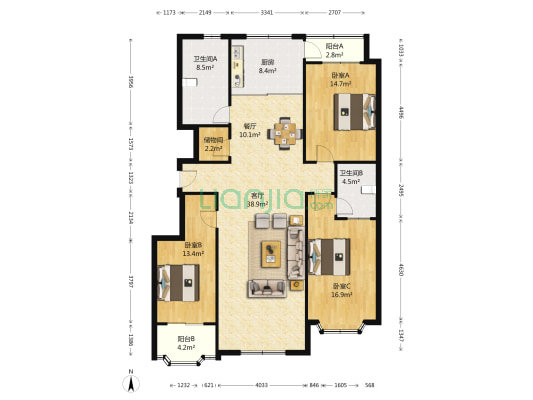 小蜜蜂·家园 3室2厅2卫 165平方