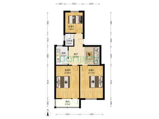 太平苑 3室1厅1卫 74平方
