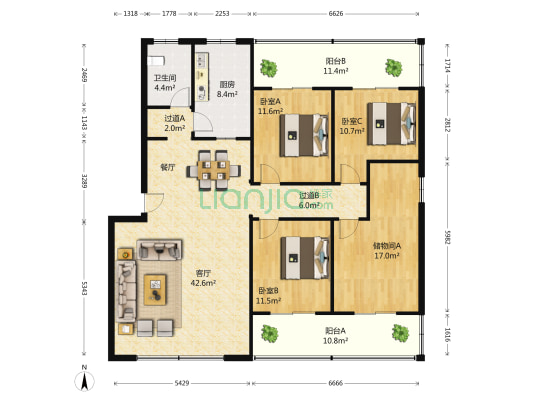 文华西区 3室1厅1卫 167平方