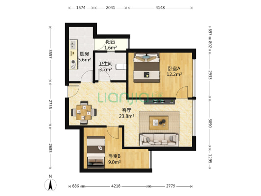 佳州星城 2室1厅1卫 71平方