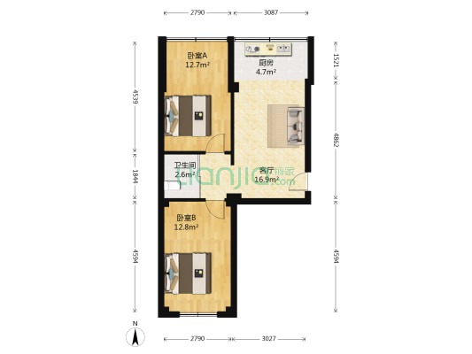 贵和十八里（西区） 2室1厅1卫 63平方