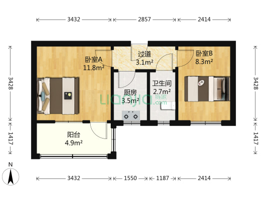 新华一厂家属院 2室0厅1卫 42平方