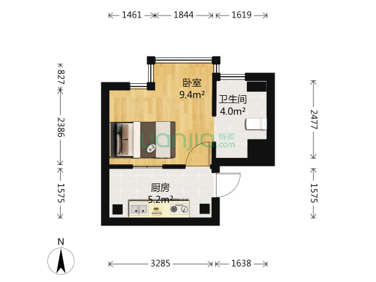 嘉禾北京城二区 1室0厅1卫 26平方