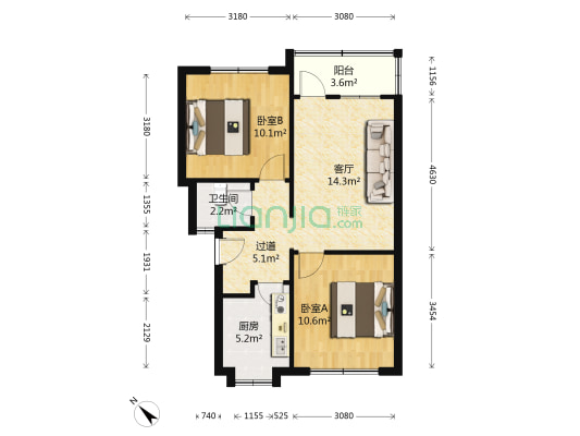 同心路7号 2室1厅1卫 62平方