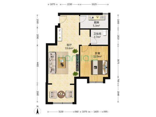 万科东海岸 1室1厅1卫 80平方
