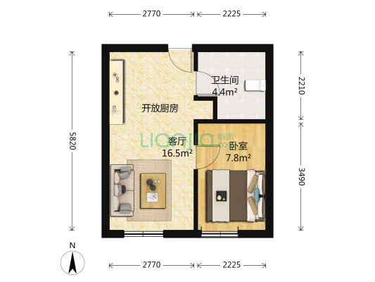 重庆公寓 1室1厅1卫 46平方