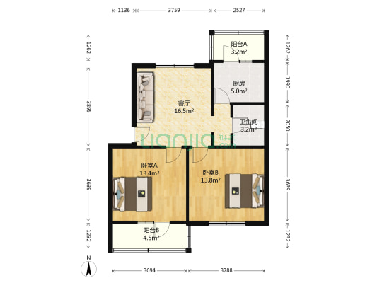 华隆小区 2室1厅1卫 76平方