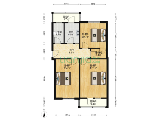 气象北里 3室1厅1卫 84平方