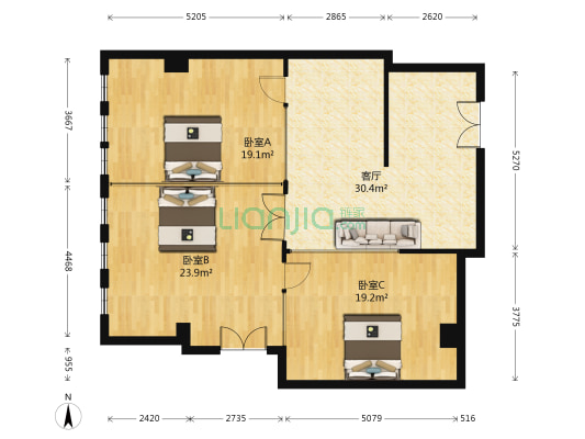 华龙大厦 3室1厅0卫 112平方