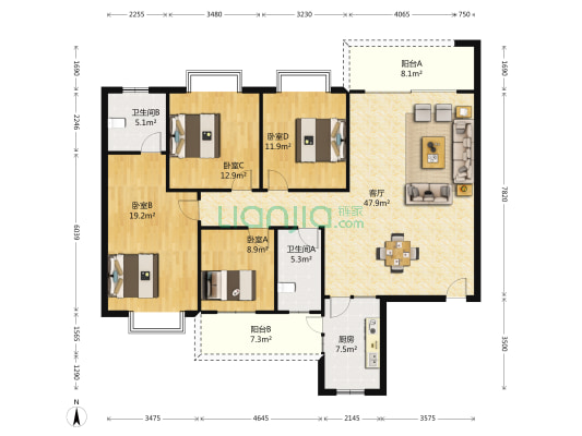 金星佳苑 4室1厅2卫 157平方