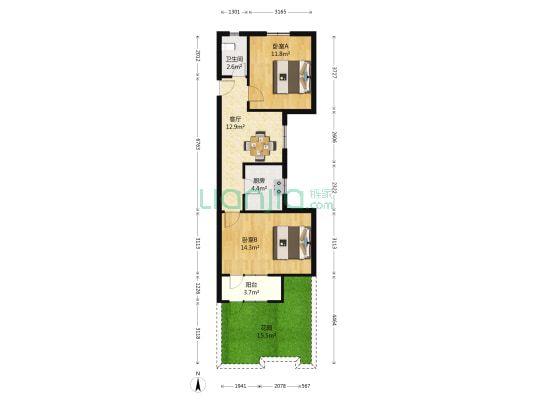 巴林路60弄 2室1厅1卫 60平方