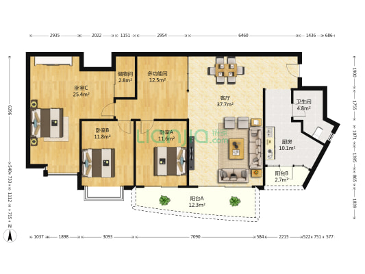 中顺领御公馆 4室1厅1卫 155平方