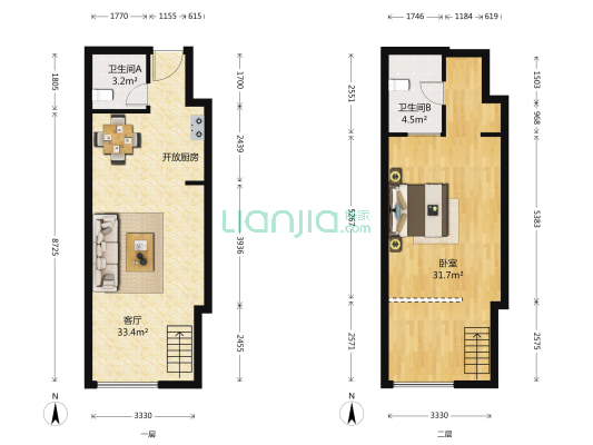天齐文海国际 1室1厅2卫 55平方